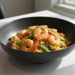Final presentation of arroz xau xau, a colorful and appetizing dish ideal for Chinese cuisine lovers.