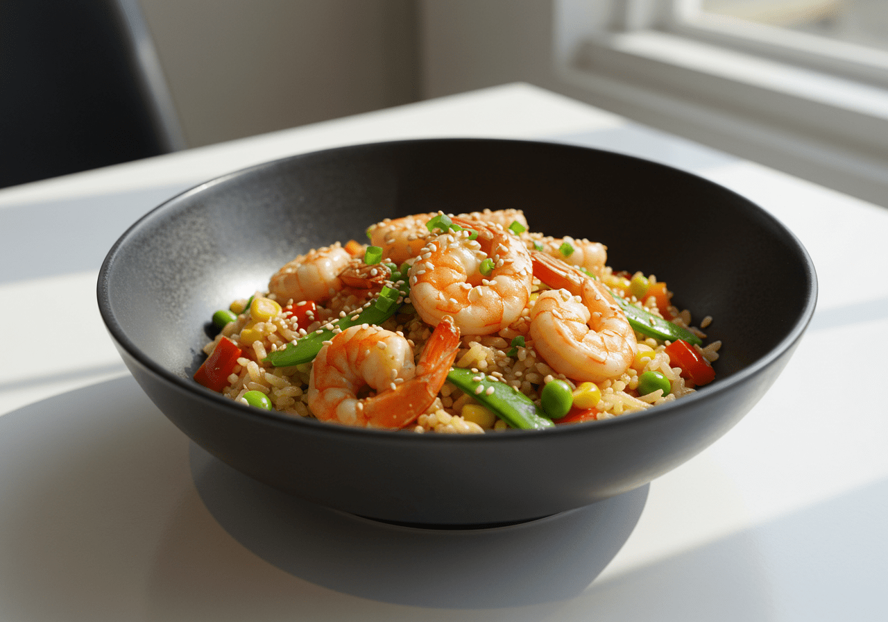 Final presentation of arroz xau xau, a colorful and appetizing dish ideal for Chinese cuisine lovers.