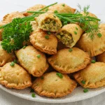 Golden crispy risóis on a platter, showcasing the deliciousness of massa para rissois.