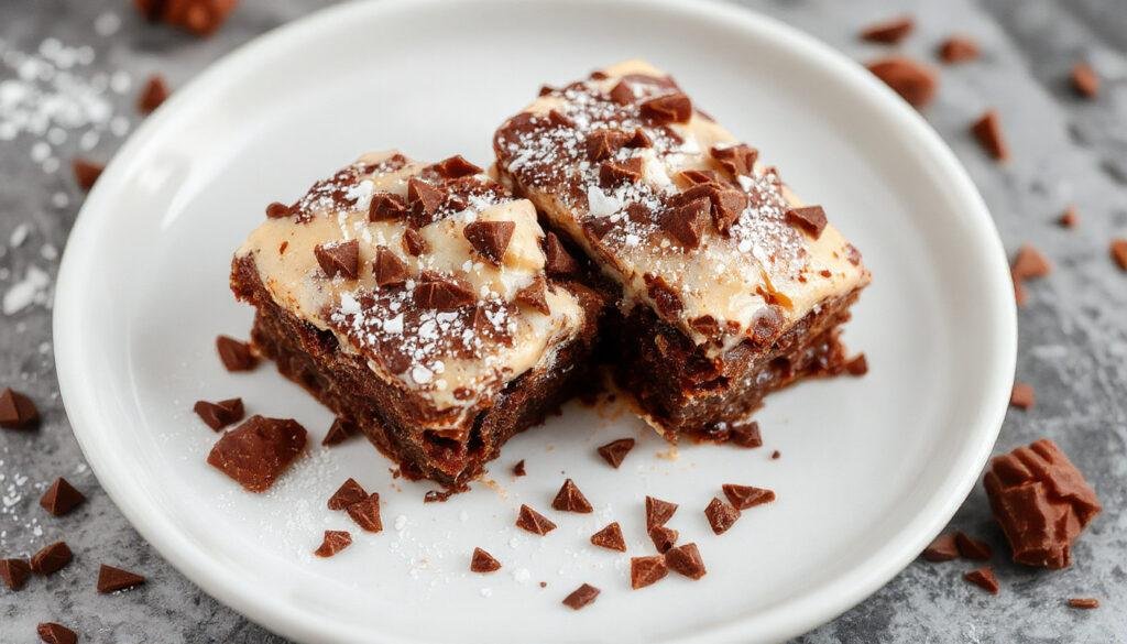 Brigadeiro vegano de enrolar em uma travessa, com textura cremosa e brilhante. Ao redor, granulados coloridos e uma superfície lisa, apresentando um doce apetitoso e bem moldado numa porção generosa, capturado com luz natural e foco nítido no iPhone 13 Pro.