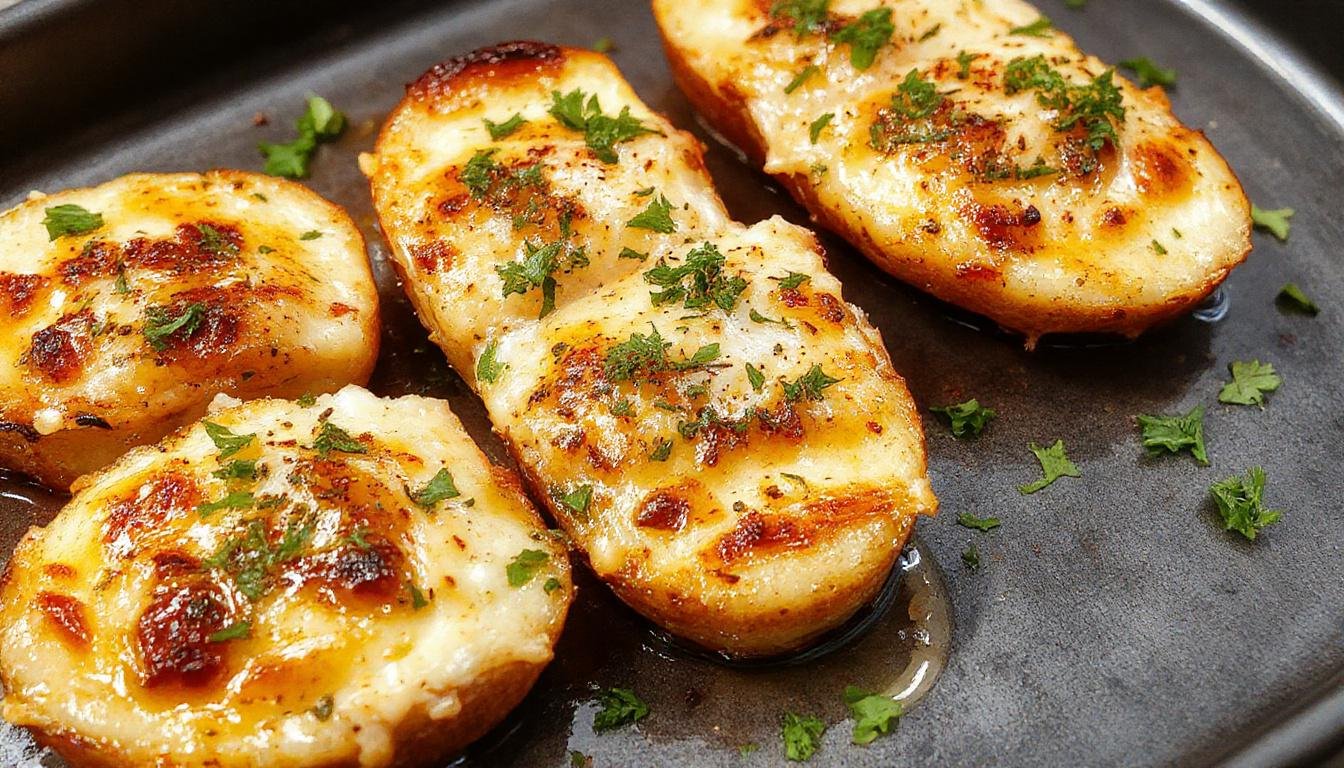 Peras assadas em fatias finas, cobertas com queijo gorgonzola derretido, decoradas com fios de mel dourado, apresentadas elegantemente em um prato branco sobre uma mesa de madeira, com um fundo suave e iluminação natural que ressalta as texturas cremosas e os detalhes dourados.