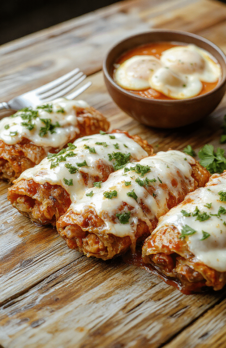 A colorful plate of breakfast enchiladas with golden melted cheese, topped with fresh cilantro and sliced avocado, arranged neatly on a rustic wooden table with warm lighting.