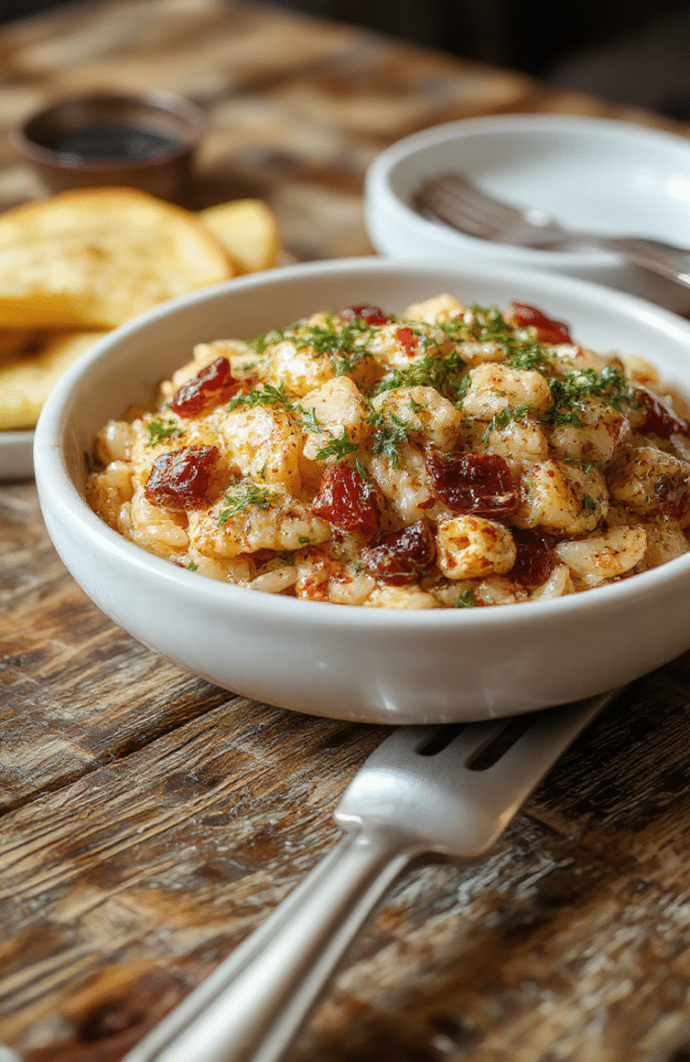 A vibrant plate of cooked orzo pasta mixed with colorful vegetables and herbs, garnished with fresh basil on a rustic wooden table, showcasing glossy, tender pasta textures with a sprinkle of cheese, styled simply for an inviting, home-cooked look.