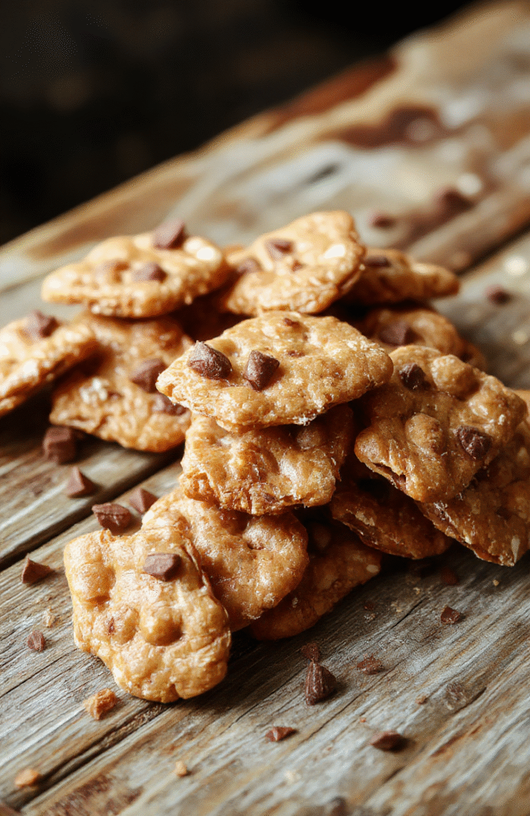 A close-up of golden-brown cracker toffee arranged on a rustic wooden board, showcasing shiny caramelized layers and sprinkled with chopped nuts, with a blurred background of holiday decorations and a festive table setting, styled simply to emphasize the glossy texture and inviting appeal.