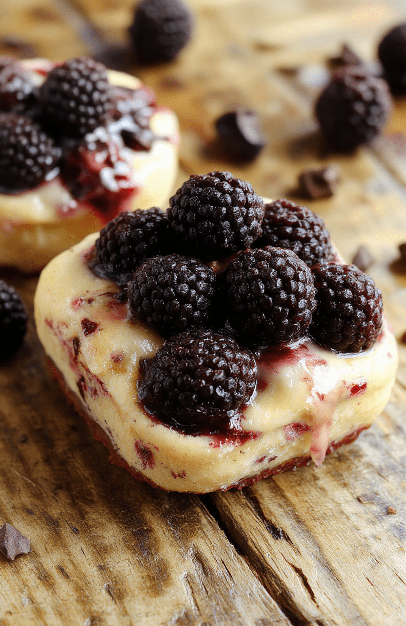 A vibrant slice of blackberry cake with glossy dark purpleberries layered with creamy frosting on an elegant white plate, garnished with fresh blackberries and mint leaves. The cake has a moist, fluffy texture and is beautifully presented with a dark, decadent backdrop, highlighting its rich colors and glossy topping.