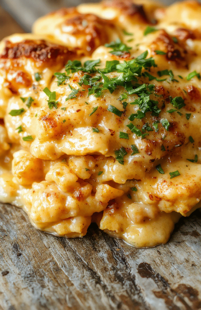 A vibrant orange sweet potato casserole topped with golden toasted marshmallows and a sprinkle of chopped pecans, served in a rustic white dish with a creamy, smooth texture visible, garnished with fresh herbs and surrounded by holiday décor in warm, cozy lighting.