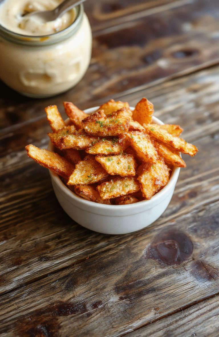 Golden crispy sweet potato fries arranged on a white ceramic plate with a drizzle of olive oil and sprinkled sea salt, vibrant orange and golden hues, lightly textured surface, styled with fresh herbs on a rustic wooden table with natural daylight