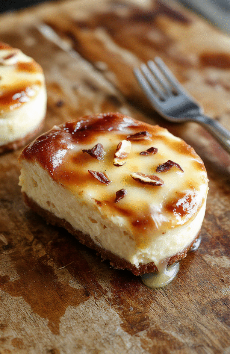 A decadent cheesecake featuring a golden brown butter crust topped with smooth vanilla bean cream filling. The cheesecake is garnished with specks of vanilla seeds, drizzled with caramelized brown butter, and presented on a rustic wooden board. The setting includes soft, natural daylight highlighting the rich textures and a hint of toasted nuts around the base, styled with a few vanilla beans for an elegant touch.