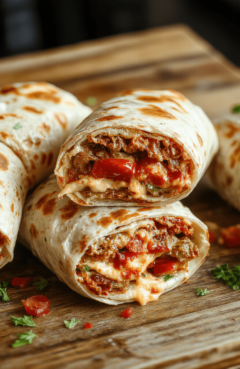 Colorful BLT wraps with crispy bacon, fresh lettuce, ripe tomatoes, and creamy mayonnaise, neatly rolled in soft tortillas, styled on a rustic wooden surface with vibrant ingredients