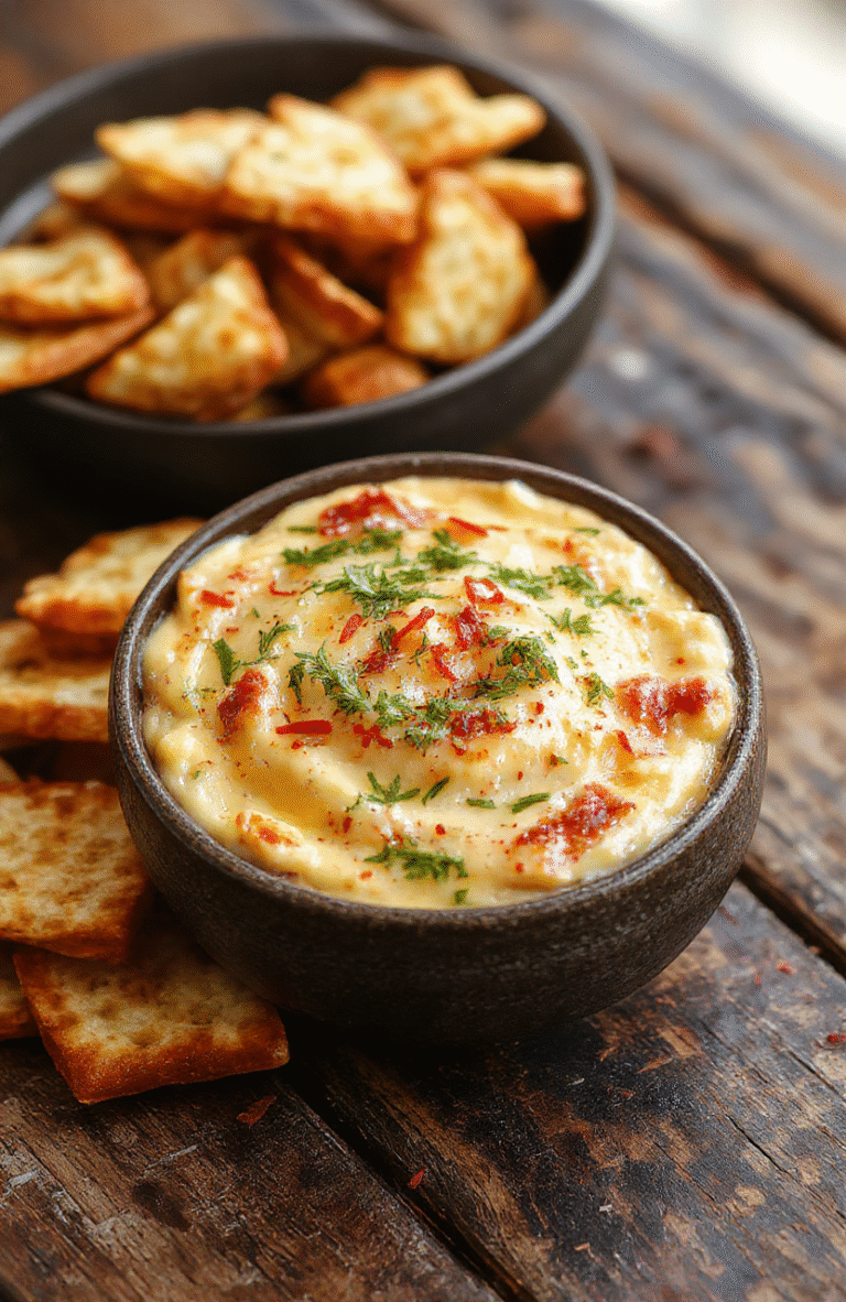A vibrant bowl of warm crack corn dip topped with melted cheese and chopped green onions, surrounded by crispy tortilla chips on a rustic wooden table, with a blurred background of party decorations, highlighting the gooey texture and colorful presentation.