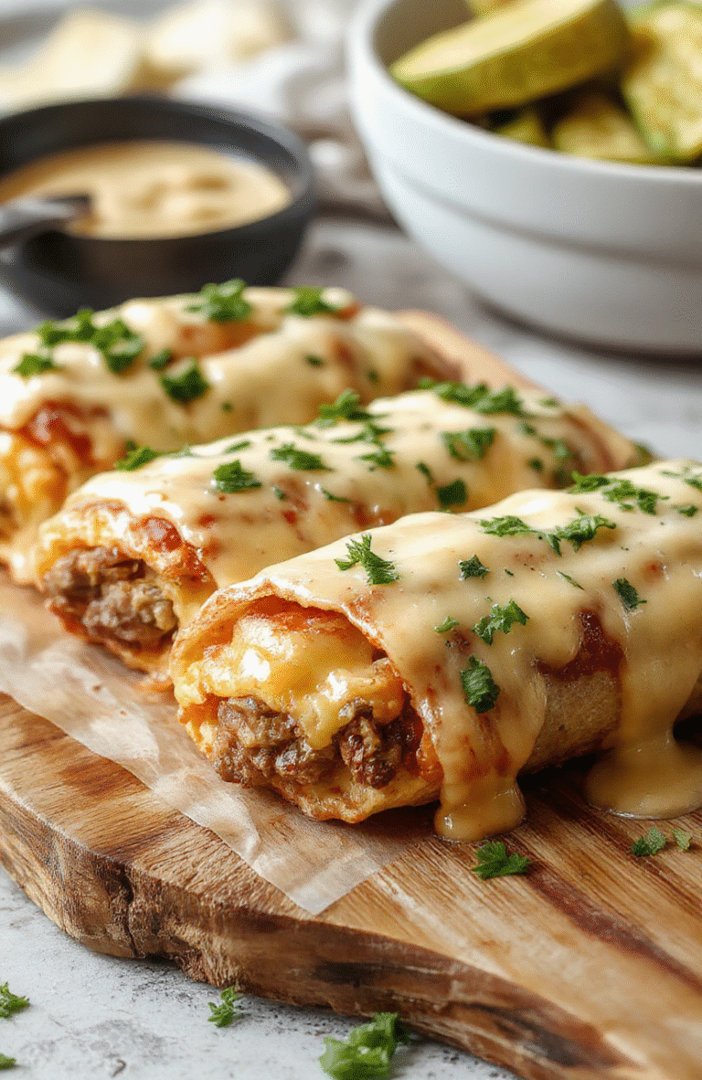 Colorful keto cheesesteak rolls arranged on a rustic wooden board, showcasing a golden-brown crust and gooey melted cheese with chopped peppers and onions inside. Fresh herbs sprinkled on top, styled neatly with a few slices cut open to reveal the tender beef and cheese filling, set against neutral background with natural light highlighting textures and vibrant ingredients.