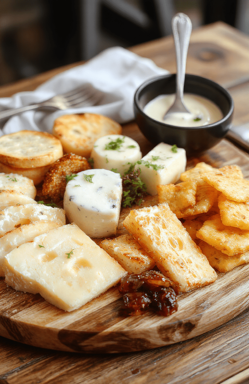 Colorful kid-friendly cheese board featuring an assortment of cheeses, fresh fruits, crackers, and veggies arranged in a fun, vibrant display. Bright yellows, reds, and greens pop against a rustic wooden platter, with a playful and inviting presentation perfect for summer snacking.