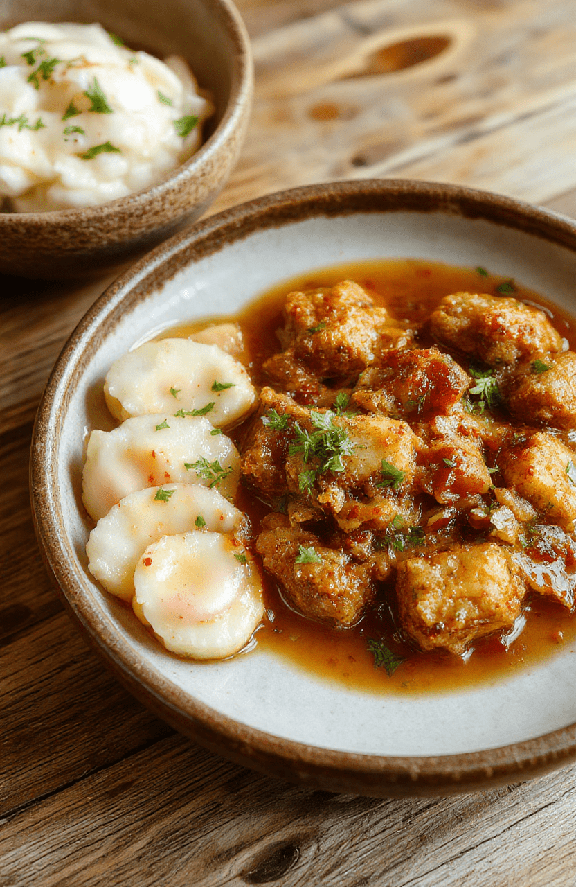 Rustic clay bowl of steaming keema aloo curry — golden-brown minced lamb with tender cubed potatoes in a thick, spiced tomato-onion gravy, garnished with fresh cilantro and a drizzle of cream, served beside steamed basmati rice on a light wooden table with soft natural light.