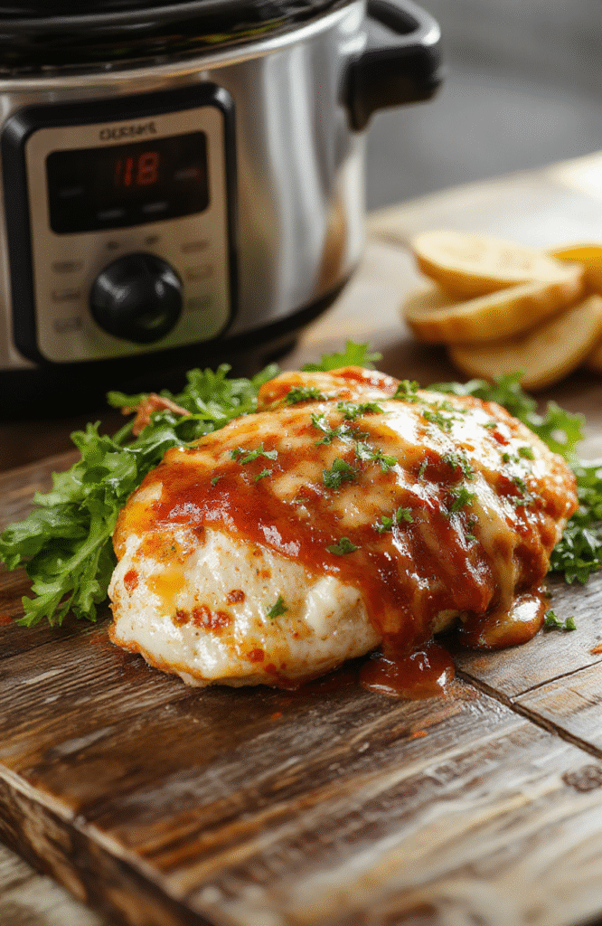 Tender, golden-brown chicken breasts top with melted mozzarella and parmesan cheese, served over al dente pasta with a rich red marinara sauce in a rustic ceramic bowl, garnished with fresh basil and a drizzle of olive oil, on a clean wooden table with soft natural lighting