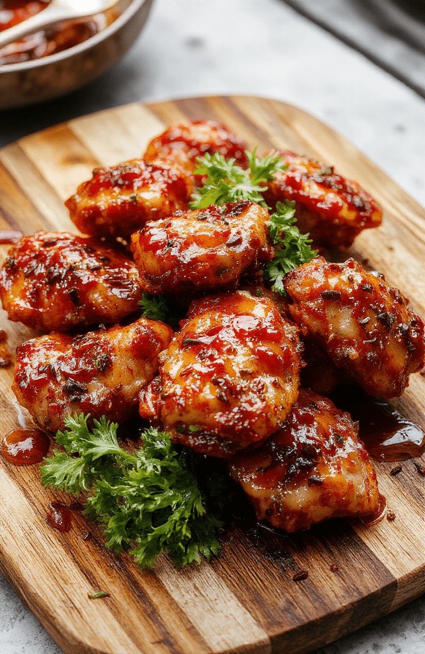 Golden-brown honey pepper chicken pieces glistening with sticky sweet-spicy glaze, served on a white ceramic plate with chopped green onions and sesame seeds, surrounded by steamed broccoli and carrots.